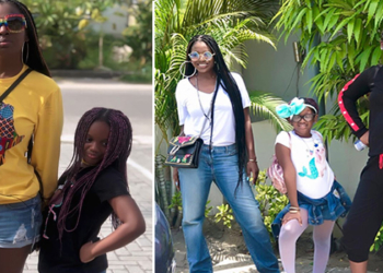 Annie Idibia and her two daughters, Olivia and Isabella Idibia