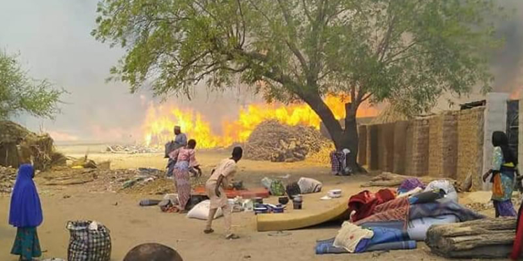 Filed Photo: Fire razes IDPs shelters in Borno