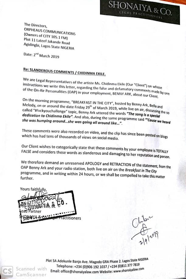 Chidinma demands?apology from City FM after an OAP said Kizz Daniel