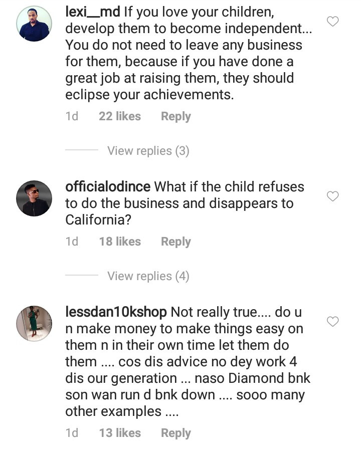 Peter Okoye is criticized for saying, "if you really love your children, get a business not a job"