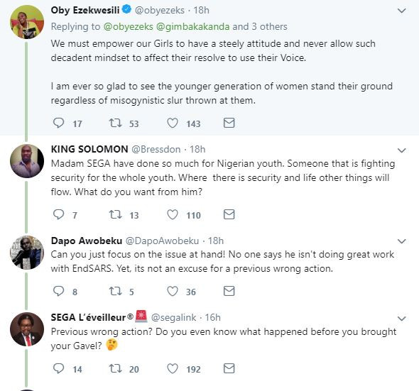 Nigerians take sides as Segalink and Oby Ezekwesili drag each other over 