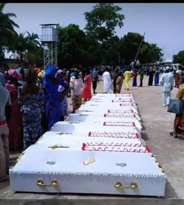 Photos from the funeral of the nine Boys Brigades killed in Gombe on Easter Monday