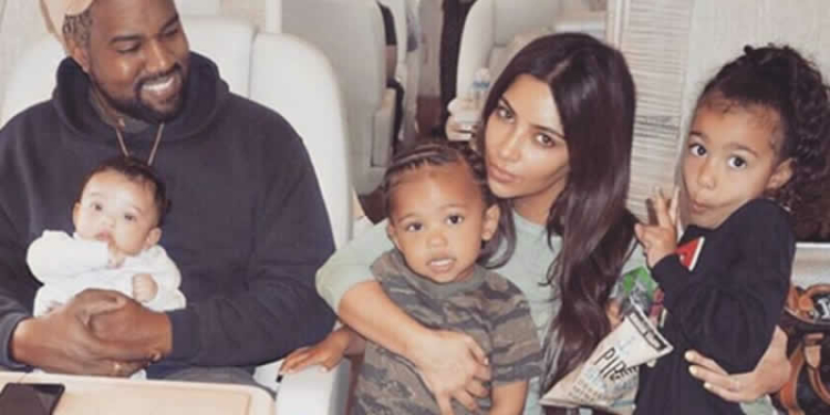 Kanye West, Kim Kardashian and children