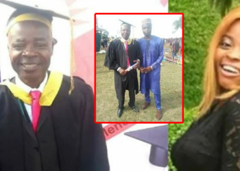 Nigerian lady celebrates brilliant dad who graduates from university at age 62