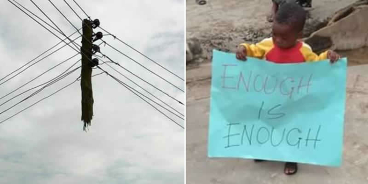 Little boy protest against PHCN in Lagos