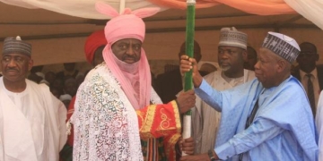 The newly appointed Emir of Bichi, Alhaji Aminu Ado Bayero nd Gov. Ganduje