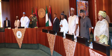 President Buhari and his ministers at FEC meeting