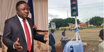 photos from the commissioning of a street light in Cross Rivers state