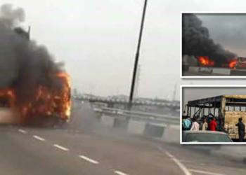 BRT bus burns on Third Mainland Bridge