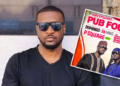 Peter Okoye; INSET: the controversial flyer for the Angola show