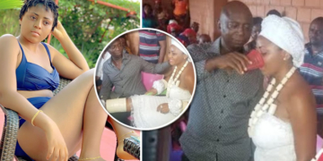 Regina Daniels and Ned Nwoko during induction into 'married women group' with traditional ritual rites in Anioma