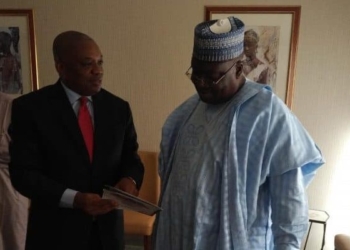L-R: Former Governor of Abia State and Senator-elect, Dr. Orji Kalu, and Senator Ahmed Lawan after a meeting in Abuja.