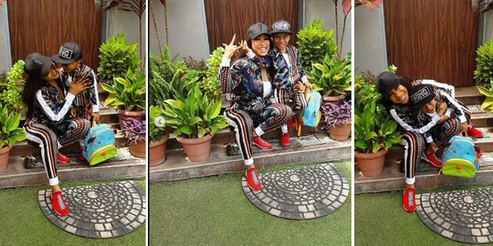 Tonto Dikeh rocks matching tracksuits with her son Andre