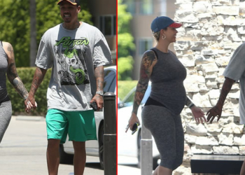 Amber Rose flaunts her growing baby bump with beau AE