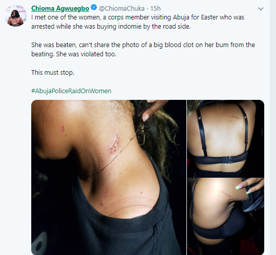 Visiting youth corps member accused of prostitution and assaulted by police officers in Abuja (photos)