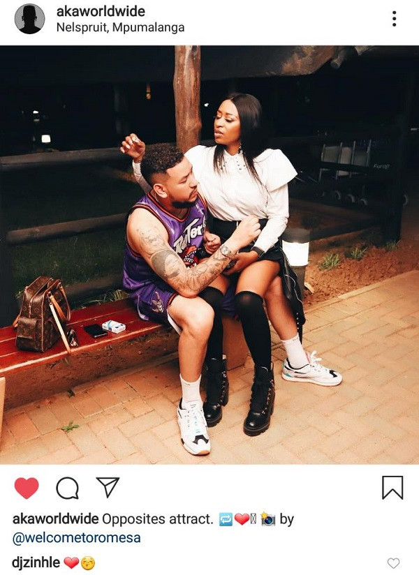 SA rapper, AKA and babymama DJ Zinhle are back together as they are pictured in new loved-up photo