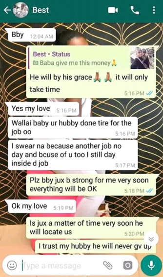 Heartbreaking final chats between soldier and his wife before he was killed by Boko Haram (screenshots)