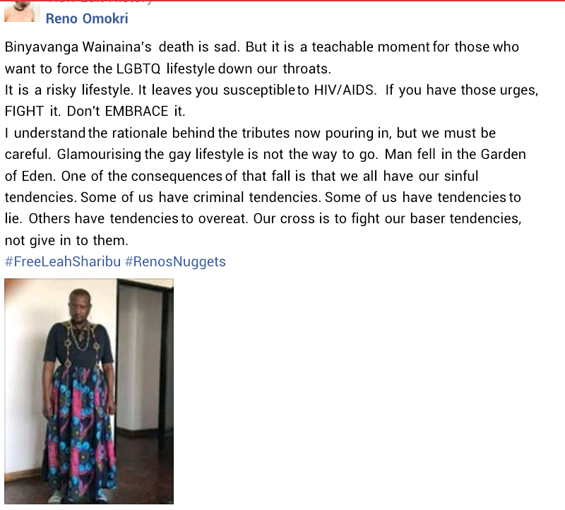 Reno Omokri says death of Binyavanga Wainaina is a teachable moment for LGBTQ supporters 