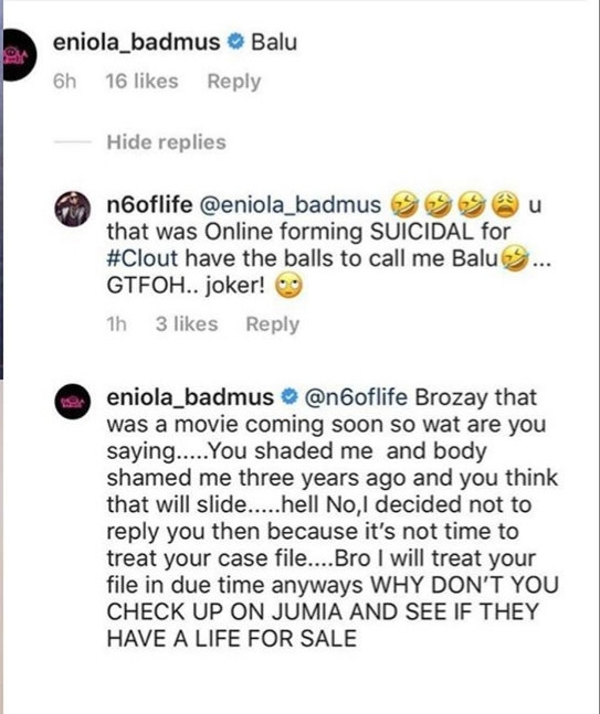 Eniola Badmus and OAP, N6, come for each other on Instagram