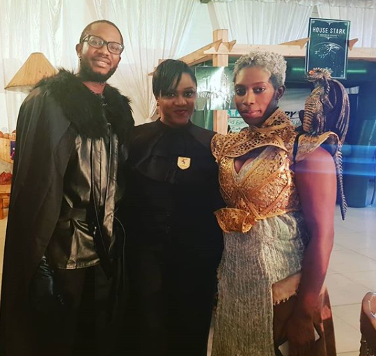 Photos: Banky W, Adesua, Ebuka, Bovi, Linda Ejiofor and hubby, Waje, others dress in their favorite #GameofThrones characters to IK Osakioduwa