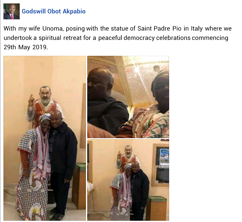 Photos: Former Akwa Ibom Governor, Godswill Akpabio and wife undertake 