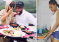 Left: Tonto Dikeh and ex-hubby; Right: Regina Daniels in kitchen inside Ned Nwoko's mansion