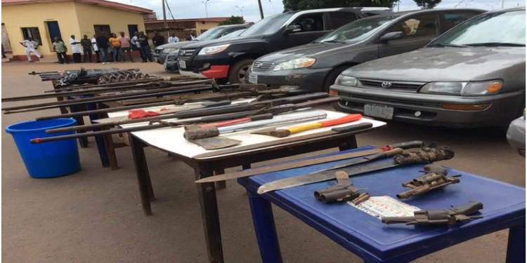 Items recovered by the police from the hoodlums