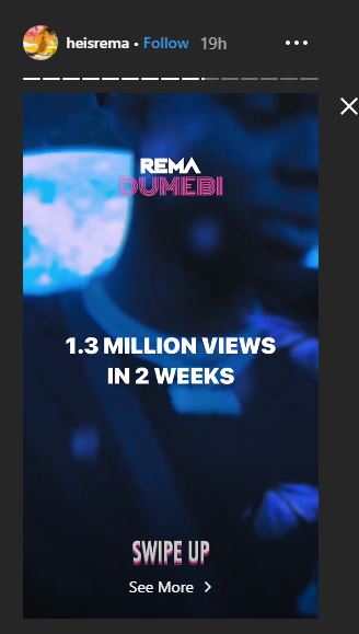 Mavin Records’ Rema Soars High As ‘Dumebi’ Video Hits One Million YouTube Views In Two Weeks 