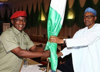 Solomon Dalung and President Buhari at a function