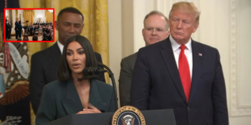 Kim Kardashian speaks in the White House