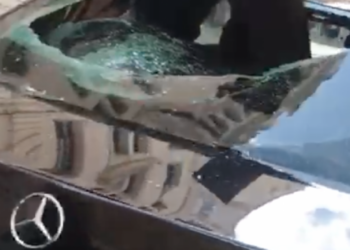 One of the destroyed vehicles