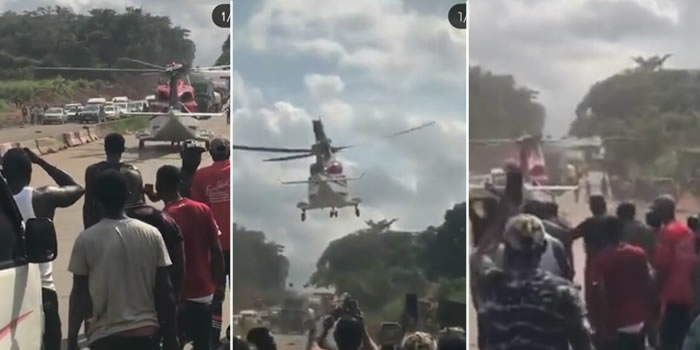 Helicopter picking VIP that was stuck in traffic