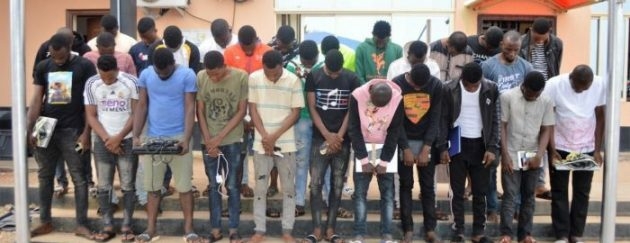 Some Suspected ‘Yahoo Boys’ arrested in Nigeria.