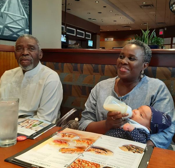 Grandparents duties! Joke Silva and hubby, Olu Jacobs, bond with their grand daughter (photos)