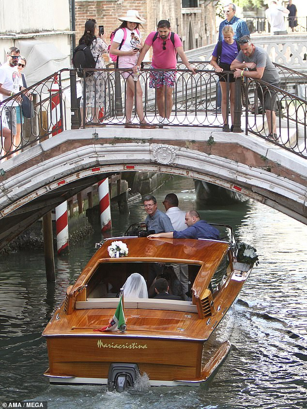  Arsenal football star, Henrikh Mkhitaryan and his bride?board water taxi to their wedding reception in Venice (Photos)