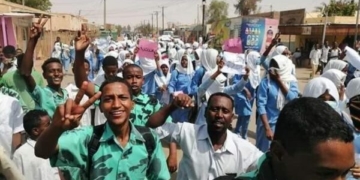 Sudanese students join the Million man march against the military