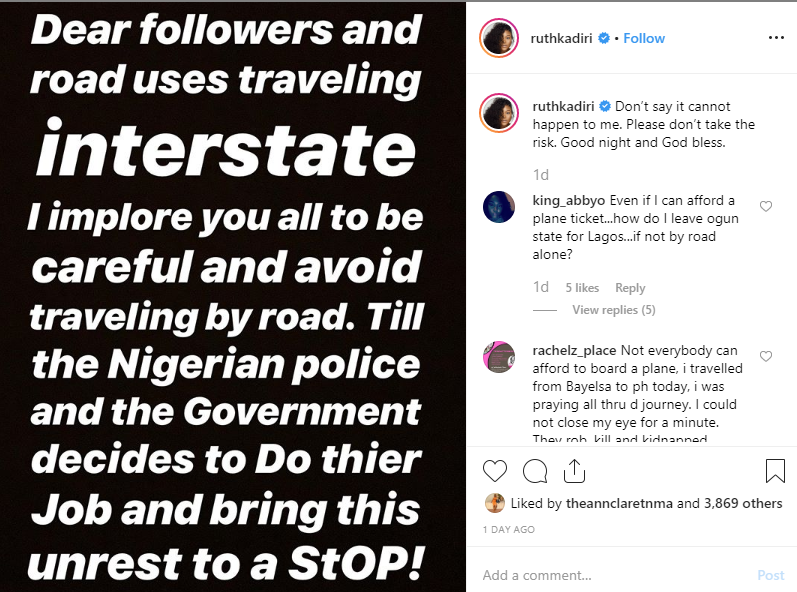 Don?t Travel By Road ? Ruth Kadiri reacts to murder of Afenifere leader