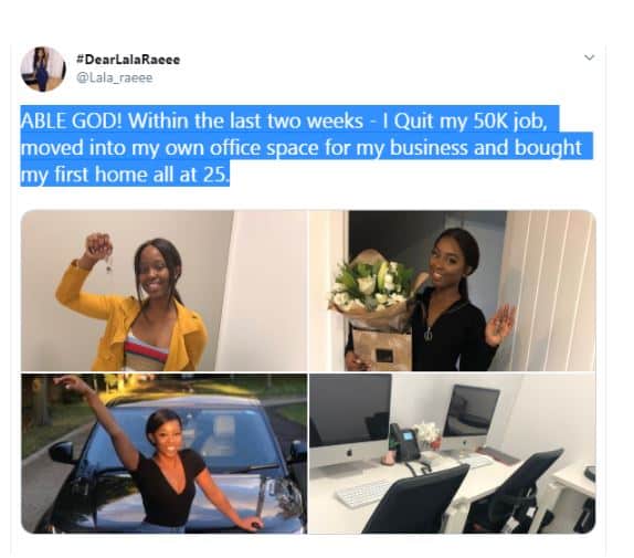 25-year-old Nigerian lady quits her Â£50,000 job to fully face her side hustle