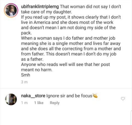 Ubi Franklin responds as his first baby mama says she plays the role of father and mother in their child