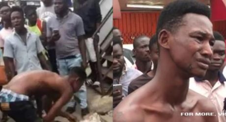 Man Who Stole N46k And IPhone Forced To Clean Gutters In Ghana (Video)