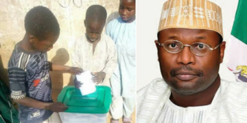 Filed photo of Underage Voters; INEC Chairman of 2019 Elections