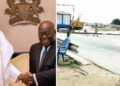 Left: Ghanaian President, President Nana Akufo-Addo and President Muhammadu Buhari; LEFT: A closed border from file