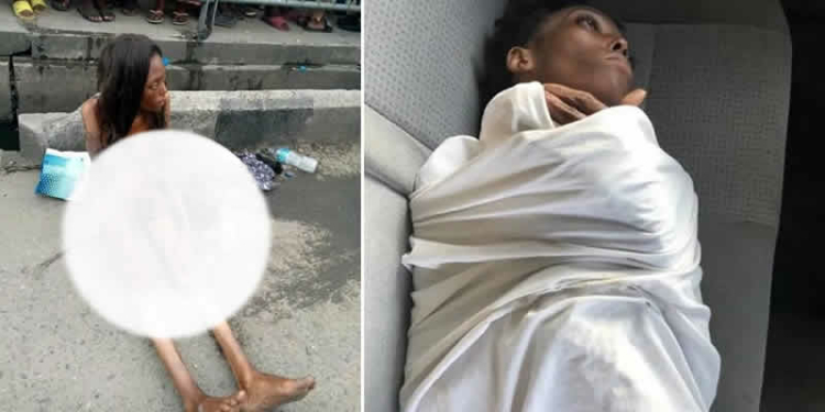 Ene, the naked malnourished woman dropped off in Ajah, Lagos State.