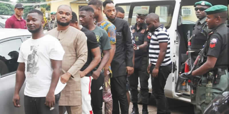 Recently arrested Yahoo Boys [Filed Photo]