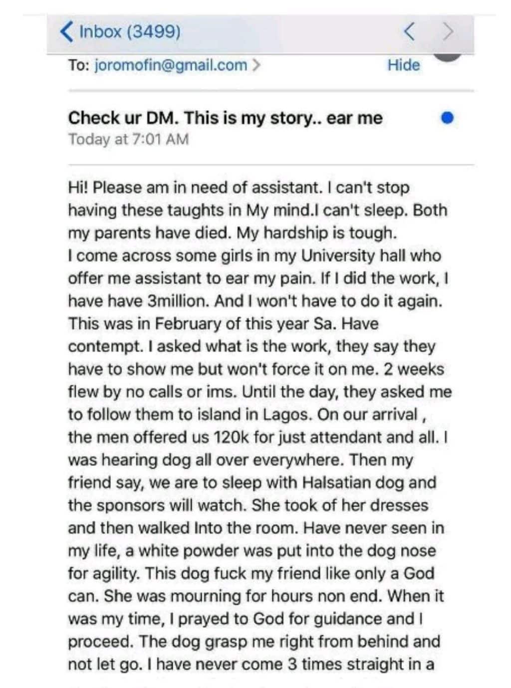 Sex girls for dog in Lagos