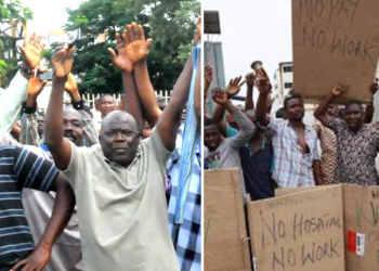 Angry Nigerian workers during protest [filed photo]
