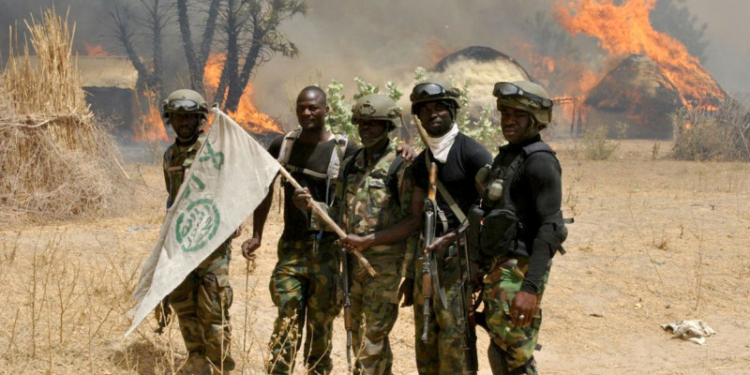 BORNO, NIGERIA -  Nigerian soldiers are seen after an operation against Boko Haram terrorists at a terrorist camp in Borno, Nigeria.