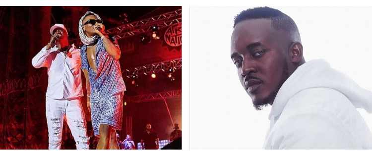 Akon and Wizkid on stage, MI Abaga