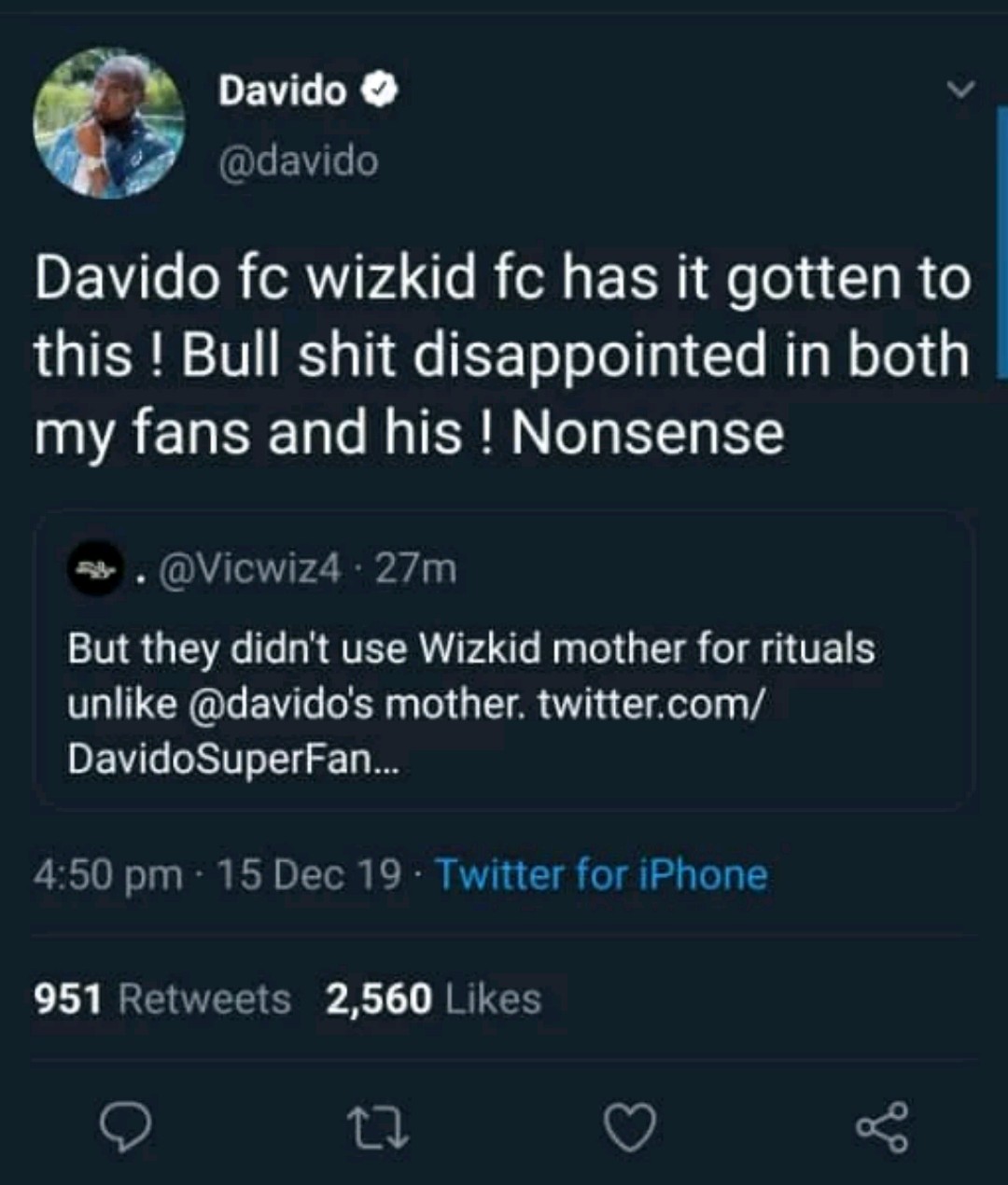 Davido Blasts Wizkid’s Fans Who Said His Mother Was Used For Rituals 6