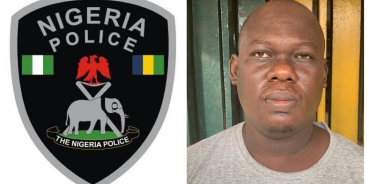 L-R Police's logo and photo of the suspect